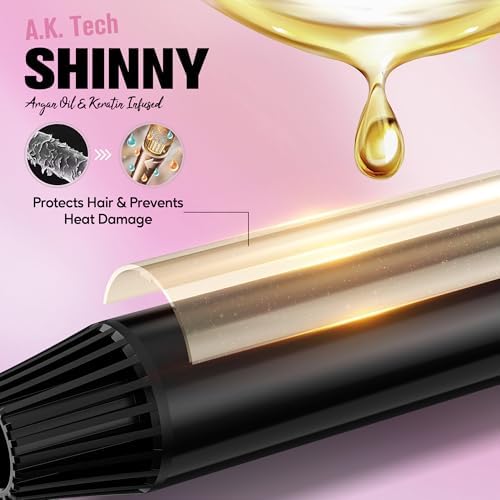 Long Barrel Curling Iron 1 1/4 inch, 1.25 Inch Curling Iron for Long Hair, Ceramic Curling Iron Infused Argan Oil & Keratin, Lasting Styling, 11 Adjustable Temp, Include Clips & Silicone Pad - Image 4