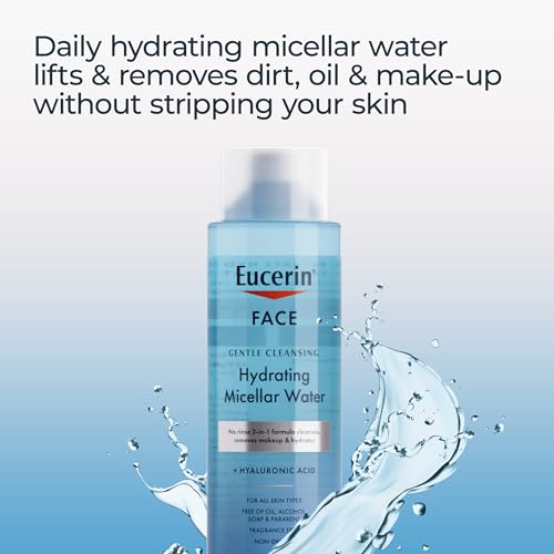 Eucerin Face Gentle Cleansing Hydrating Micellar Water, Face Cleanser and Makeup Remover with Hyaluronic Acid, 13.5 Fl Oz Bottle - Image 4