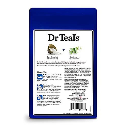 Dr Teal's Pure Epsom Magnesium Salt Soak, Relax & Relief with Eucalyptus & Spearmint, 3 lbs - Image 2