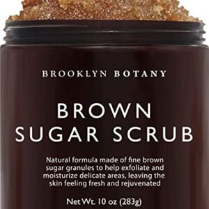 Brooklyn Botany Brown Sugar Body Scrub - Moisturizing and Exfoliating Body, Face, Hand, Foot Scrub - Fights Acne, Fine Lines & Wrinkles, Great Gifts For Women & Men - 10 oz