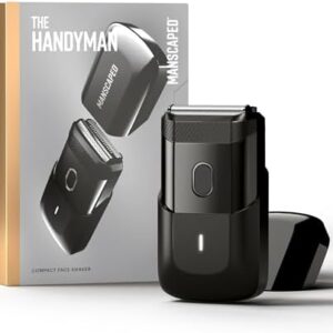 MANSCAPED® The Handyman™ Compact Face Shaver – Portable Men’s Travel Facial Hair Groomer, USB-C Rechargeable Electric Razor, Waterproof, Cordless, Dual-Action SkinSafe® Long-Hair Leveler & Foil Blades