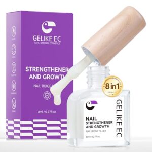 Gelike EC Nail Ridge Filler: Natural Nail Growth Treatment for Weak and Damaged Nails, Protein Nail Hardener for Home Salon Work, Light Milky Wihte