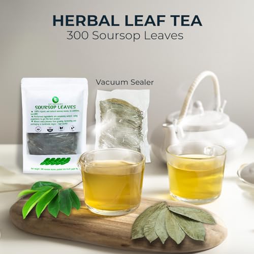 Organic Soursop Leaf Tea - 300 Dried Whole Leaves, 4.52oz, Vitamin & Fiber Support, Morning Herbal Detox Tea for Relaxing & Reduce Inflammation, Refreshing & Pure Taste - Image 3