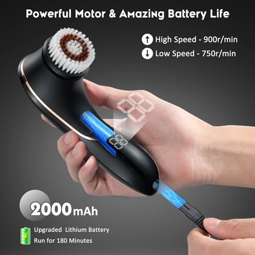 Facial Cleansing Brush Face Scrubber Exfoliator Rechargeable IPX7 Waterproof Electric Spin Cleanser Device for Exfoliating, Massaging and Deep Cleansing Removing Blackhead, Face Massaging - Image 4