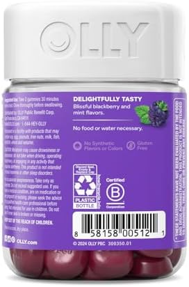 OLLY Sleep Gummy, Occasional Sleep Support, 3 mg Melatonin, L-Theanine, Chamomile, Lemon Balm, Sleep Aid, Blackberry, 50 Count - Image 7