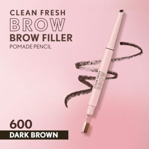 Covergirl Clean Fresh Brow Filler Pomade, 600 Dark Brown, Eyebrow Pencil, Ultra-Precise Tip, Creamy Formula, Highly Pigmented, Soft Matte Finish, Vegan Formula, 0.007oz