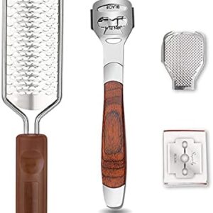 Colossal Foot Rasp & Wood Handle Callus Shaver (10 Replacement & 1 Foot File Heads), Pedicure Foot File Kit, Heel Scraper for Feet, Foot File Callus Remover