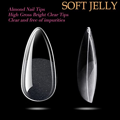 UNA GELLA Almond Fake Nails 216pcs Almond Press on Nails Pre-shape Almond Nails Tips for Full Cover Acrylic Almond Nails French False Nails For Nail Extension Nail Art, DIY Salon 12 Sizes Gelly Tips - Image 5