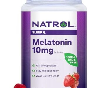 Natrol Melatonin Gummies, Sleep Support for Adults, 10 mg Melatonin Supplement for Sleeping, 140 Strawberry-Flavored Gummies, Up to a 70 Day Supply