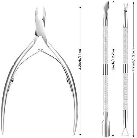Cuticle Trimmer Cuticle Remover with Cuticle Pusher, XUNXMAS Professional Stainless Steel Durable Pedicure Manicure Tools Cutter Nipper Scissor Clipper for Fingernails and Toenails Dead Skin Silver - Image 3