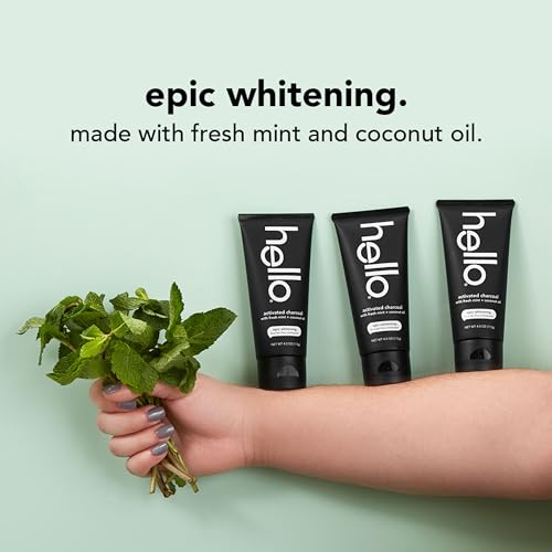 hello Activated Charcoal Epic Whitening Fluoride Free Toothpaste, Fresh Mint + Coconut Oil, Vegan & SLS Free - Image 4