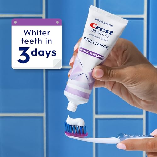 Crest 3D White Brilliance Vibrant Peppermint Teeth Whitening Toothpaste, 4.6 oz Pack of 3, Anticavity Fluoride Toothpaste, 100% More Surface Stain Removal, 24 Hour Active Stain Prevention - Image 7