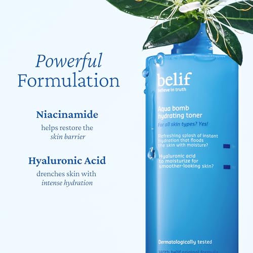 belif Aqua Bomb Hydrating Toner with Hyaluronic Acid, Lightweight Moisturizing Water Facial Toner, Good for Dry Skin and Uneven Texture, For Normal, Dry, Combination, Oily Skin, Korean Skin Care - Image 2