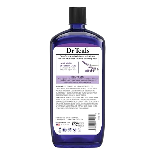 Dr Teal's Foaming Bath with Pure Epsom Salt, Soothe & Sleep with Lavender, 34 fl oz (Pack of 2) - Image 11