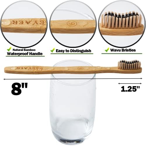 20 Count Bamboo Toothbrushes (Soft+Medium), Natural Wood Toothbrushes Bulk, Eco-Friendly, BPA Free, Biodegradable & Compostable Charcoal Wooden - Reusable Travel Toothbrushes - Image 6