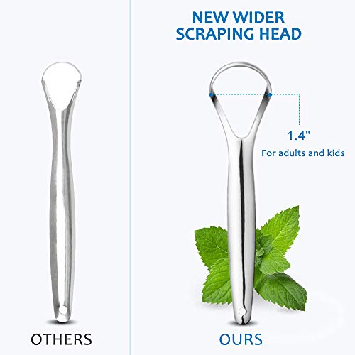 2-Pack Tongue Scraper, 100% Useful Surgical Stainless Steel Tongue Cleaner for Both Adults and Kids, Professional Reduce Bad Breath Metal Tongue Scrapers, Help Your Oral Hygiene (with 2 cases) - Image 3