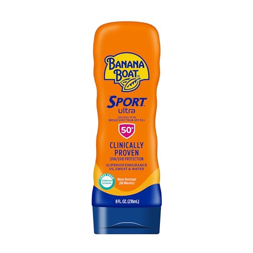 Banana Boat Sport Ultra SPF 50 Sunscreen Lotion, 8oz | Banana Boat Sunscreen SPF 50 Lotion, Oxybenzone Free Sunscreen, Sunblock Lotion Sunscreen, Banana Boat Lotion, Water Resistant Sunscreen, 8oz