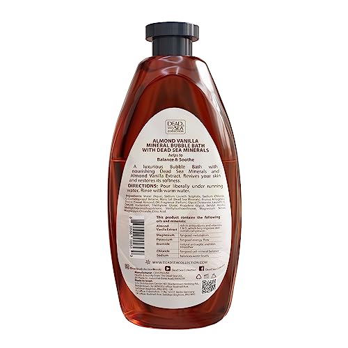 Dead Sea Collection Bubble Bath with Almond Vanilla for Women and Men - Sweet Almond Oil and Dead Sea Salt - Nourishing and Moisturizing Skin - Pack of 2 (67.6 fl.oz) - Image 8