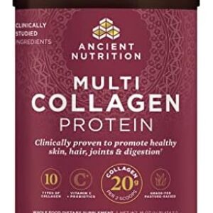 Ancient Nutrition Collagen Powder Protein with Probiotics, Unflavored Multi Collagen Protein with Vitamin C, 45 Servings, Hydrolyzed Collagen Peptides Supports Skin and Nails, Gut Health, 16oz