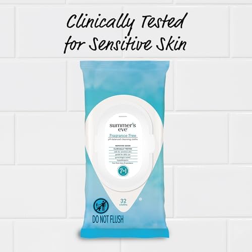 Summer's Eve Fragrance Free Gentle Daily Feminine Wipes, Removes Odor, pH balanced, 32 Count - Image 6