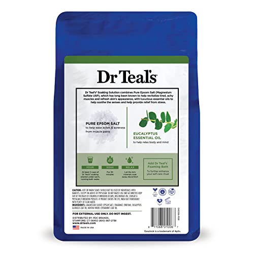 Dr Teal's Pure Epsom Magnesium Salt Soak, Relax & Relief with Eucalyptus & Spearmint, 3 lbs - Image 11