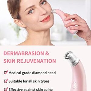 NEWDERMO 2-in-1 Microdermabrasion Machine for Facial, Diamond Microdermabrasion Device USB Rechargeable – Advanced Home Facial Treatment Machine (Pink)