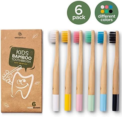 GREENZLA Kids Bamboo Toothbrushes (6 Pack) BPA Free Soft Bristles Eco-Friendly, Natural Toothbrush Set Biodegradable & Compostable Charcoal Wooden - Image 4