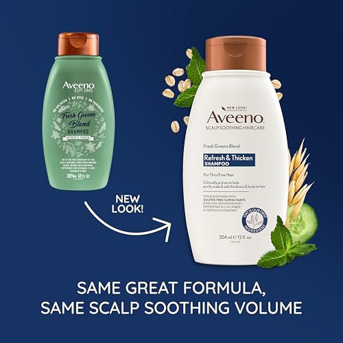 Aveeno Fresh Greens Blend Natural Volumizing Shampoo, Cucumber, Rosemary, for Fine Hair, 12 fl oz - Image 2