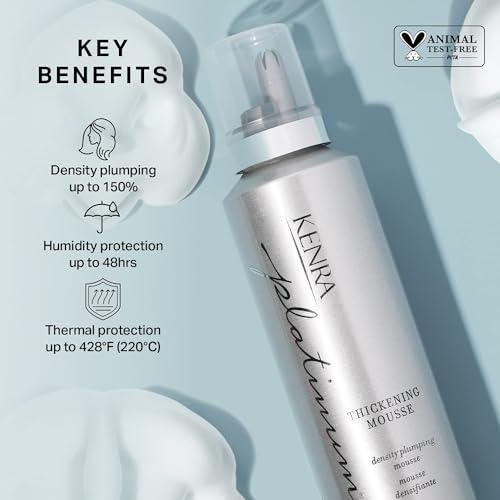 Kenra Platinum Thickening Mousse 12 | Volumizing Styler | Adds Fullness & Body | Humidity Protection Up To 48 hours | Density Plumping up tp 150% | Thermal Protection | All Hair Types - Image 2