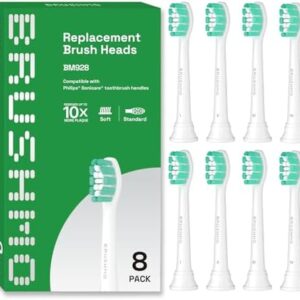 Brushmo Replacement Toothbrush Heads Compatible with Philips Sonicare Optimal Plaque Control HX9023/65, White, 8 Pack