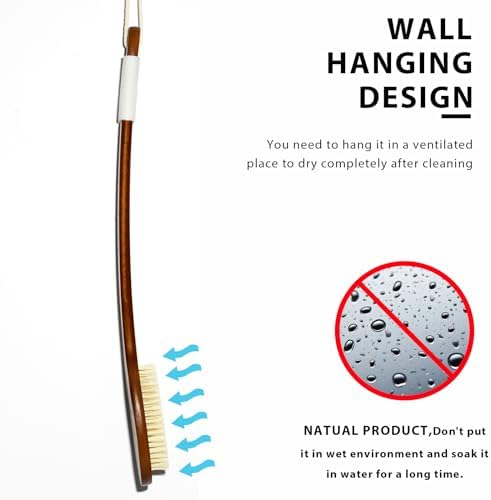 ICANdOIT-19.68Inch Natural Boar Bristles Anti-Slip Extra Long Handle Bath Brush,Bent Handle Shower Scrubber for Exfoliating,Shower Back Brush,Exfoliation Set with Pumice Stone (1 Pack) - Image 6