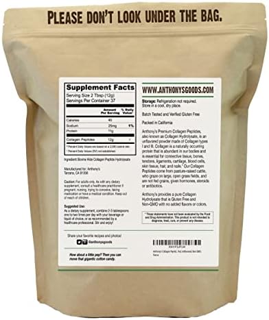 Anthony's Collagen Peptide Powder, 1 lb, Pure Hydrolyzed, Gluten Free, Keto and Paleo Friendly, Grass Fed, Unflavored, Non GMO - Image 3