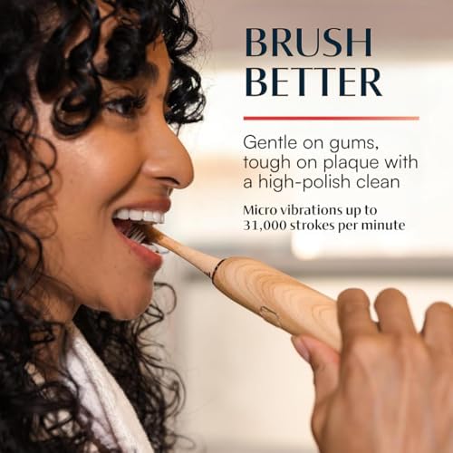 Better & Better Sonic Bamboo Electric Toothbrush for Adults | Rechargeable Electric Bamboo Toothbrush w/Plant-Based Bristles | Soft Bamboo Brush Heads incl. | 5 Cleaning Modes & Long-Lasting Battery - Image 4