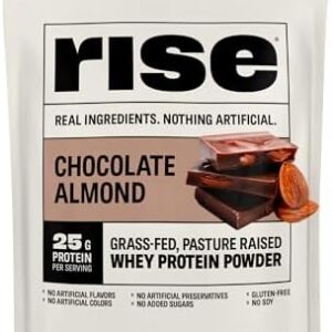 Rise Whey Protein Powder - Chocolate Almond | 25g Protein No Artificial Flavors, Colors, or Preservatives - Sugar Free, Gluten-Free, Soy Free (2.4 lbs)