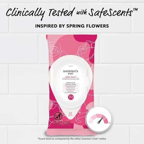 Summer's Eve Sheer Floral Daily Refreshing Feminine Wipes, Removes Odor, pH balanced, 32 Count, 4 Pack - Image 4