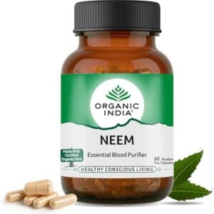 ORGANIC INDIA Neem Leaf Capsules, Herbal Supplement - Supports Skin, Immune, & Liver Health, Detox, Vegan, Gluten-Free, USDA Certified Organic - 90 Capsules