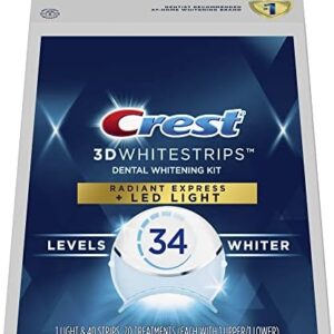 Crest 3D Whitestrips Radiant Express Plus Light, Crest With LED Accelerator Light, Teeth Whitening Strip Kit, 40 Strips (20 Count Pack), Crest Teeth Whitening Strips with Light, Teeth Whitening Kit