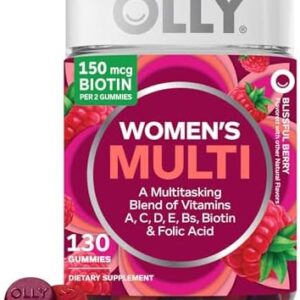 OLLY Women's Multivitamin Gummy, Vitamins A, D, C, E, Biotin, Folic Acid, Adult Chewable Vitamin, Berry Flavor, 65 Day Supply - 130 Count (Packaging May Vary)