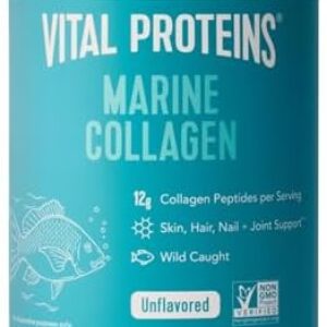 Vital Proteins Marine Collagen Peptides Powder Supplement for Skin Hair Nail Joint - Hydrolyzed Collagen - 12g per Serving - 7.8 oz Canister