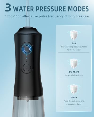 Water Flosser, Water Dental Flosser Pick for Teeth, 300ML IPX7 Waterproof Oral Irrigator, 3 Modes 4 Replaceable Jet Tips, Professional Flossing Cleaning Picks for Home Travel Gums, Braces Care (Black) - Image 3