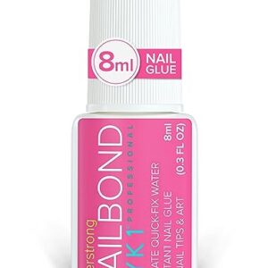 Super Strong Nail Glue for Press On Nails, Nail Tips & Acrylic Nails (8ml) NYK1 Nail Bond Brush On Nail Glue for Press Ons, Long Lasting Nail Glue for Acrylic Nails Fake Nails Tips Nail Glue