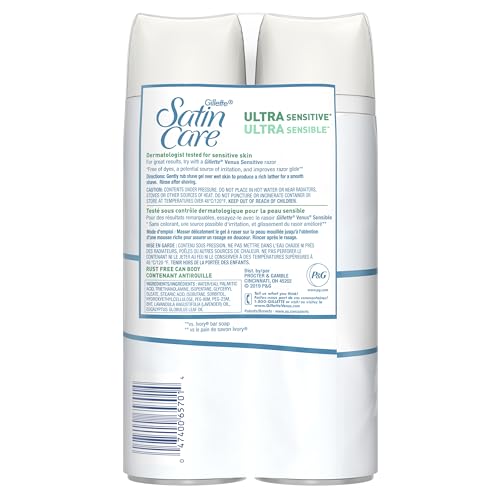 Gillette Satin Care Ultra Sensitive Shave Gel for Women, Pack of 2, 7oz Each, Frangrance Free - Image 2