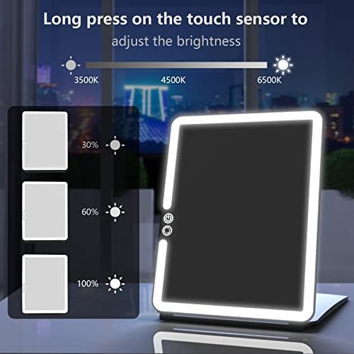 WEILY Portable Travel Mirror Makeup Mirror with 72 LED Lights, Touch Screen Three Colors Dimmable,Ultra Thin, 2000 mAh USB Rechargeable Foldable Cosmetic Mirror(Black) - Image 5