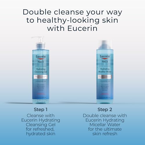 Eucerin Face Gentle Cleansing Hydrating Micellar Water, Face Cleanser and Makeup Remover with Hyaluronic Acid, 13.5 Fl Oz Bottle - Image 9