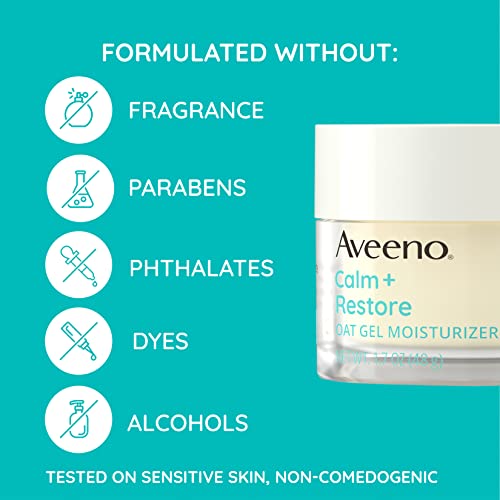 Aveeno Calm + Restore Oat Gel Facial Moisturizer for Sensitive Skin, Fast-Absorbing, Soothing Lightweight Gel Cream with Prebiotic Oat & Feverfew, Fragrance-Free & Hypoallergenic, 1.7 oz - Image 5