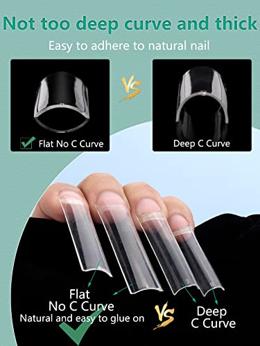 504 PCS No C Curve Clear Nail Tips for Acrylic Nails Professional, 3XL Extra Long, 12 Sizes Half Cover Straight Tapered Square French Fake Nail Tips for Nail Salons Home DIY - Image 5