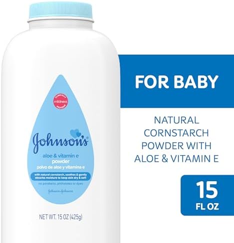 Johnson's Baby Powder, Naturally Derived Cornstarch with Aloe & Vitamin E for Delicate Skin, Hypoallergenic and Free of Parabens, Phthalates, and Dyes for Gentle Baby Skin Care, 15 oz - Image 2