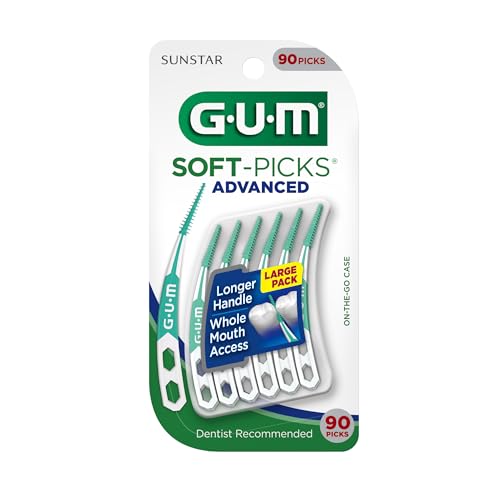 GUM Soft-Picks Advanced, Easy to Use Dental Picks for Teeth Cleaning and Gum Health, Disposable Interdental Brushes with Convenient Carry Case, Dentist Recommended Dental Picks, 90ct (3pk) - Image 4