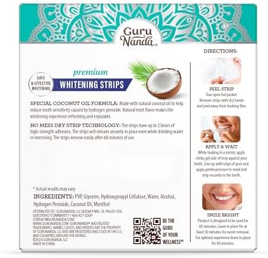 GuruNanda Teeth Whitening Strips - 7-Day Treatment with Non-Slip, Dry Strip Technology - Whitening Designed with Care for a Brighter Smile - Image 8