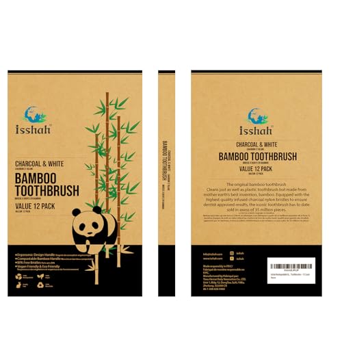 Biodegradable Eco-Friendly Natural Bamboo Charcoal Toothbrushes, FSC Certified and PETA Approved - 12 Count - Image 8